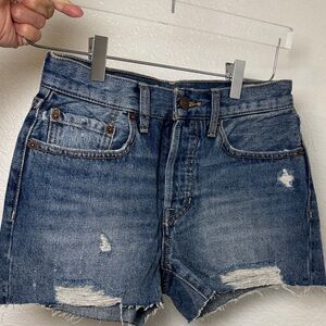Free People Distressed Dark Blue Denim Cutoff Shorts